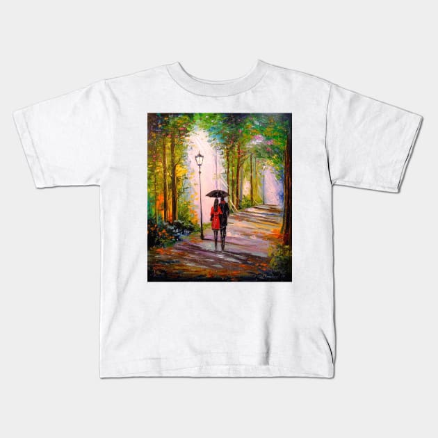 Romantic walk in the Park Kids T-Shirt by OLHADARCHUKART